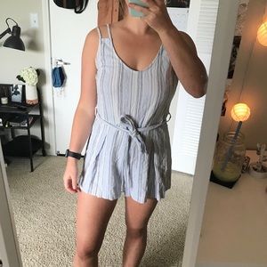 Linen-like fabric romper